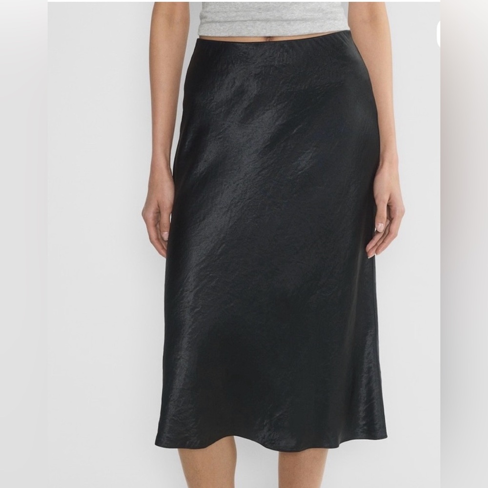 Babaton Satin Black Midi Skirt, Size 4